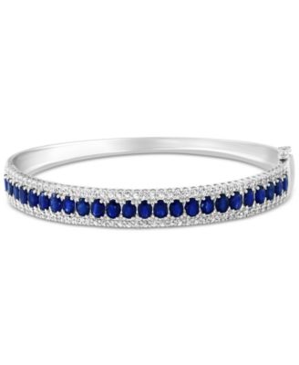EFFY Collection - Blue & White Sapphire (6-1/2 ct. t.w.) & Diamond (1/8 ct. t.w.) Bangle Bracelet in 14k White Gold