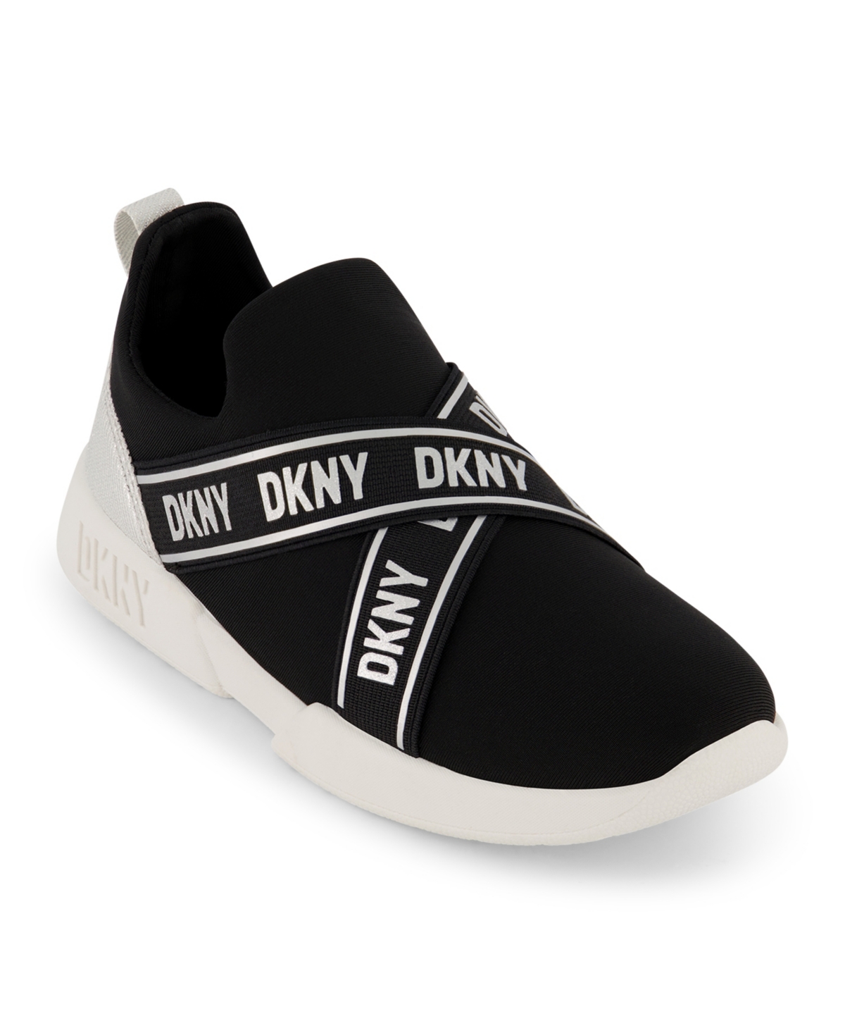Shop Dkny Toddler Girls Mia Stretch Pull Tag Slip On Sneaker In Black