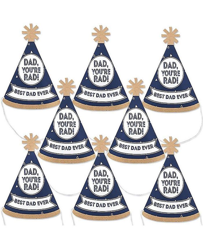 Big Dot of Happiness My Dad is Rad - Mini Cone Father's Day Hats - Small  Little Party Hats - Set of 8