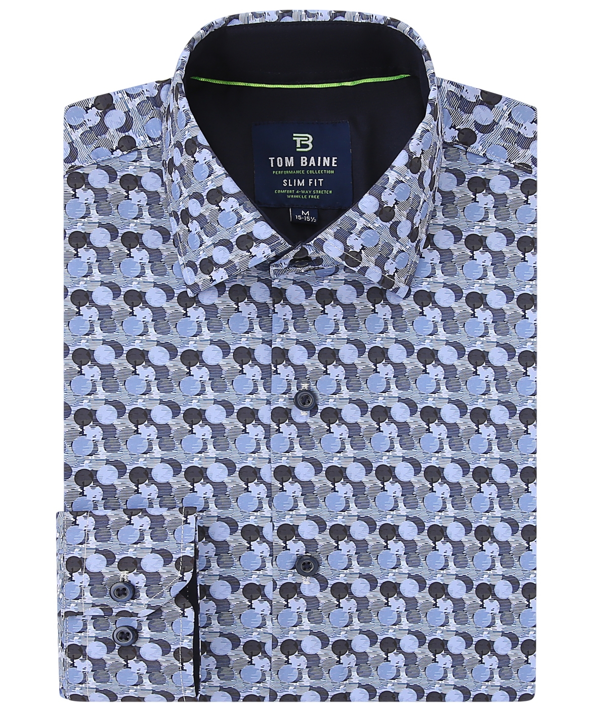 Men's Slim Fit Performance Long Sleeve Button Down Dress Shirt - Multi