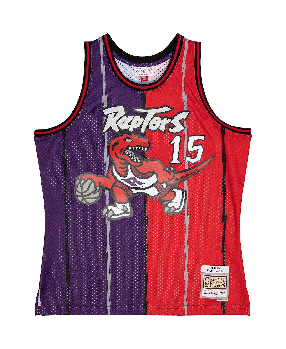 Men's Mitchell & Ness Vince Carter Red Toronto Raptors Hardwood Classics 1998-99 Split Swingman Jersey - Red