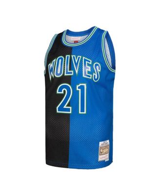 Men's Kevin Garnett Black, Blue Minnesota Timberwolves Hardwood Classics 1995-96 Split Swingman Jersey