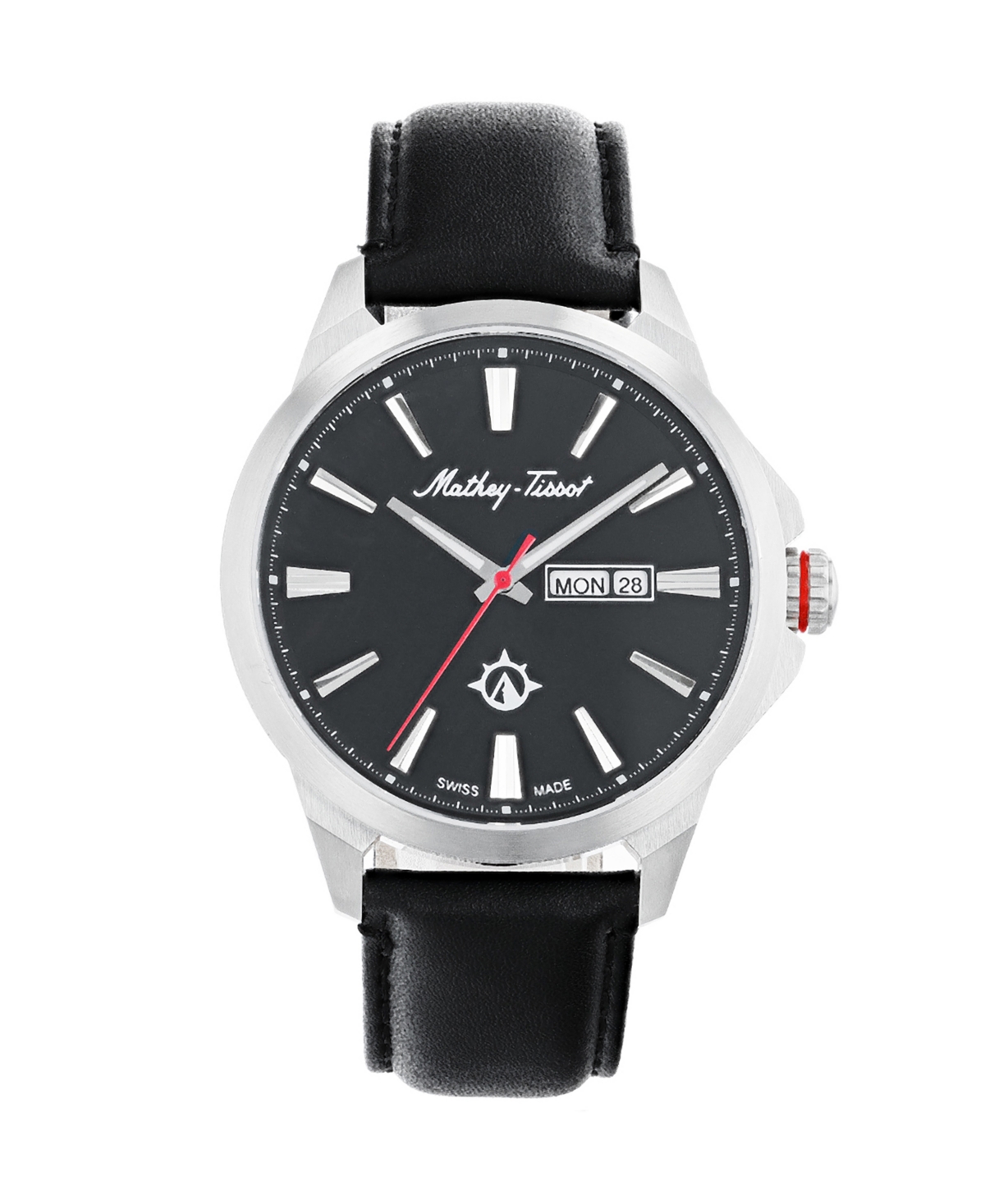 Men's Field Scout Collection Classic Black Genuine Leather Strap Watch, 45mm - Black