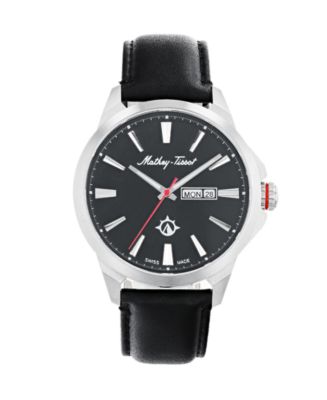 Mathey Tissot Men s Field Scout Collection Classic Black Genuine Leather Strap Watch 45mm Macy s