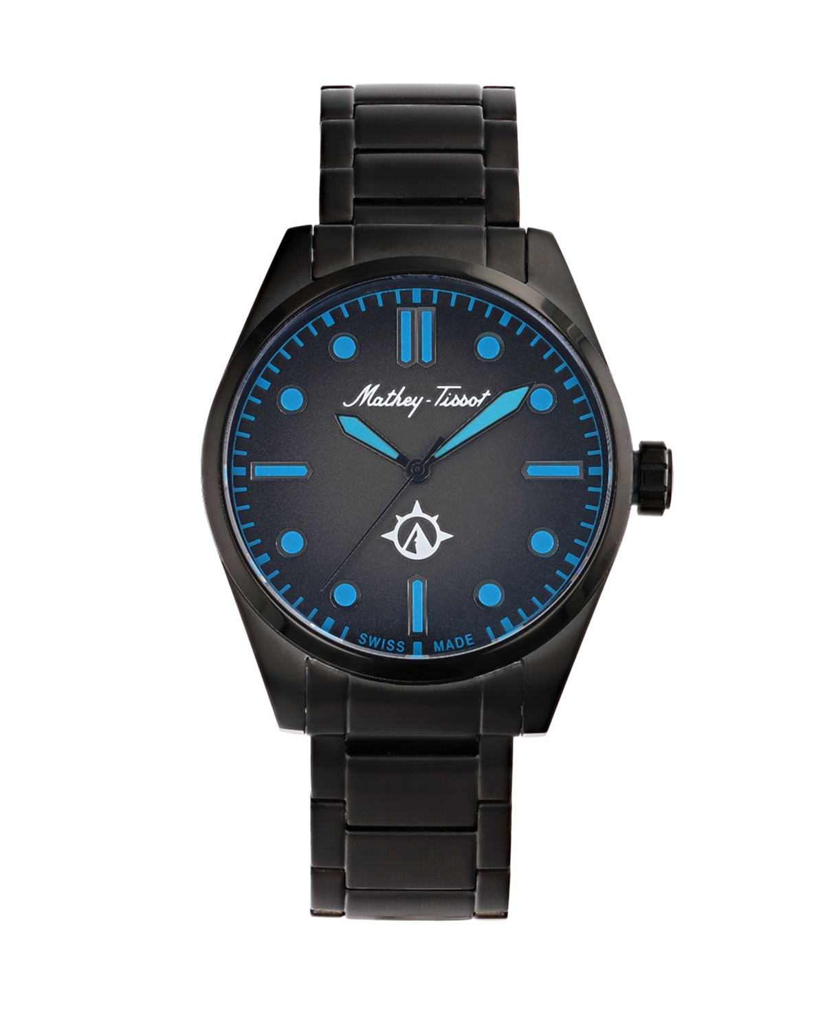 Mathey-Tissot Men's Ranger Collection Three Hand Black Stainless Steel Bracelet Watch, 42mm