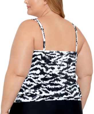 Plus Size Shirred Neck Blouson Underwire Tankini, Created For Macy's