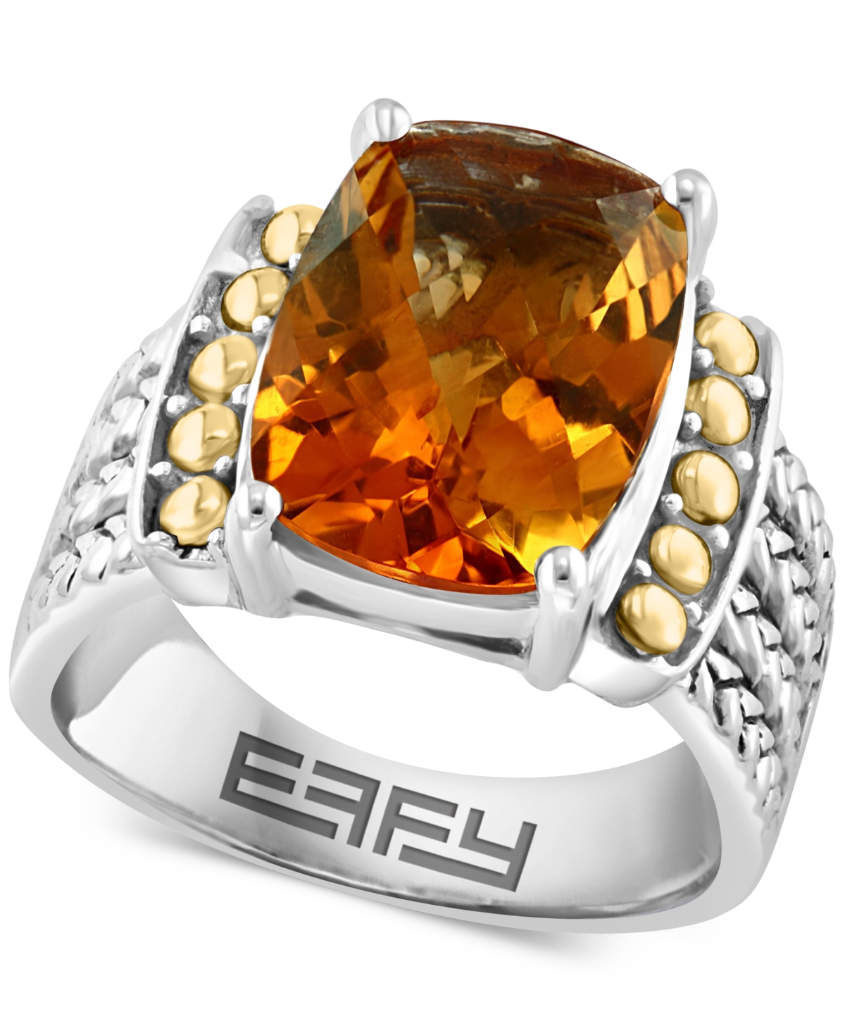 Effy Collection Effy Citrine Statement Ring (6-1/6 Ct. T.w.) Ring In Sterling Silver & 18k Gold-plate