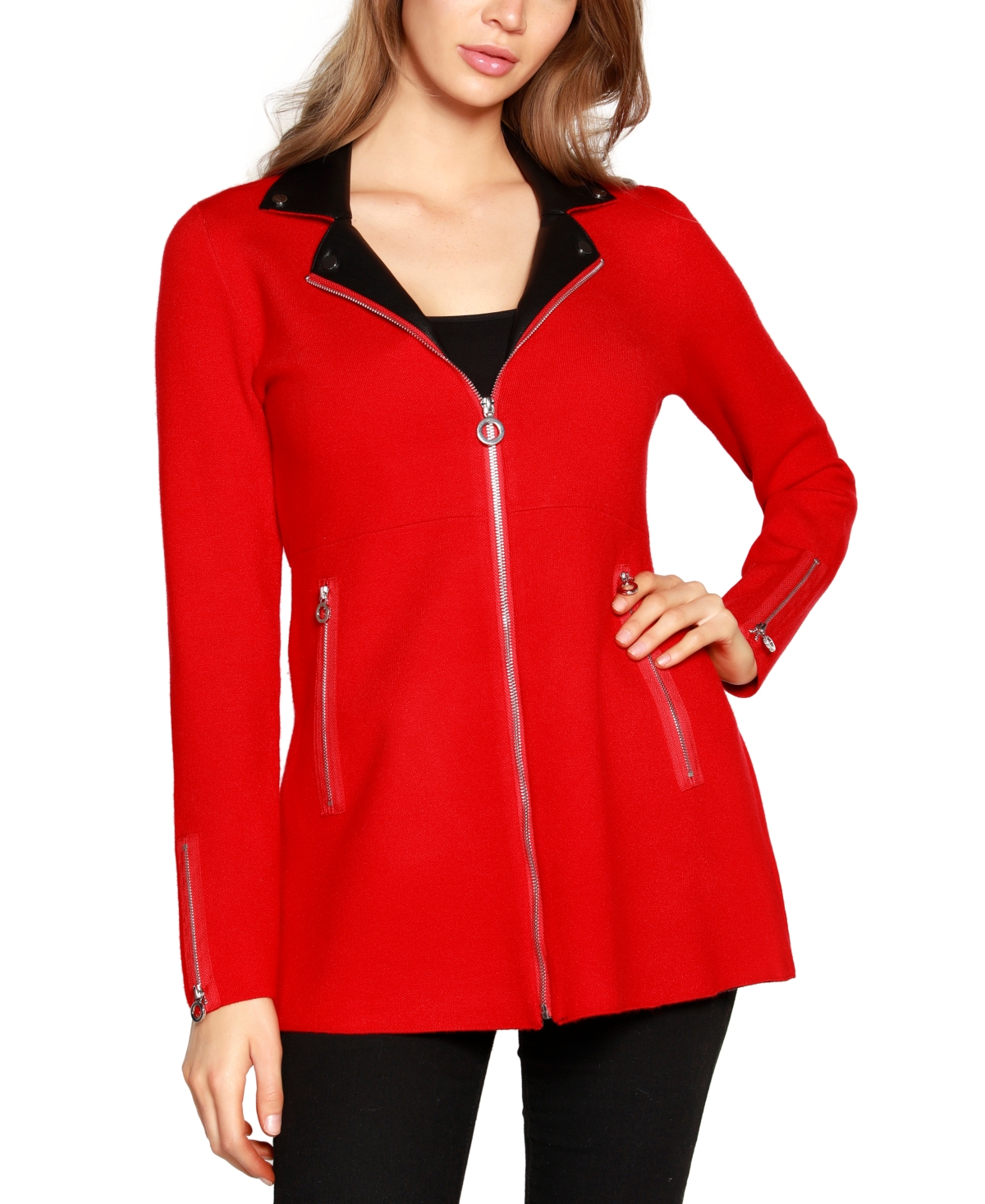 Black Label Moto Sweater Jacket - Belldini Red