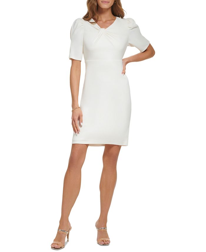 DKNY Women s Puff Sleeve Twist Sheath Dress Macy s