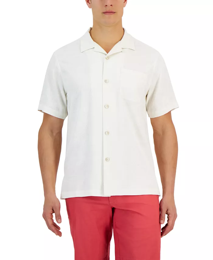 Men's Al Fresco Tropics Silk Jacquard Short-Sleeve Shirt