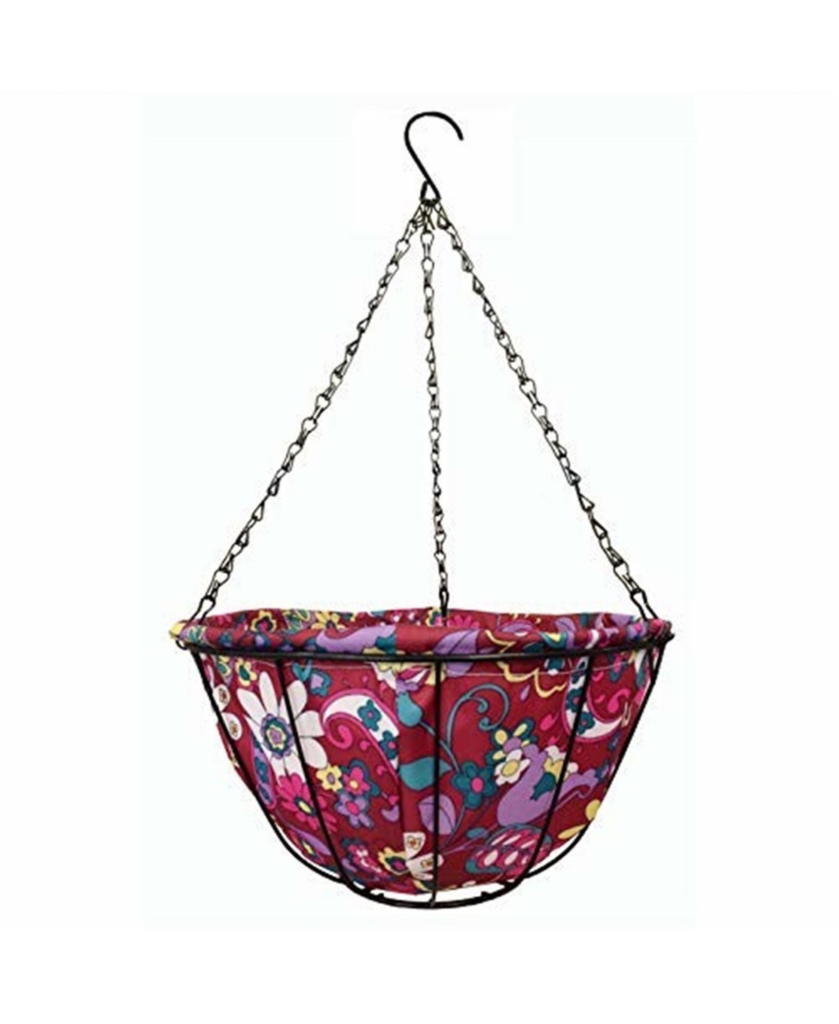 Hanging Basket with Fabric Coco Liner, Red Purple 14 - Red