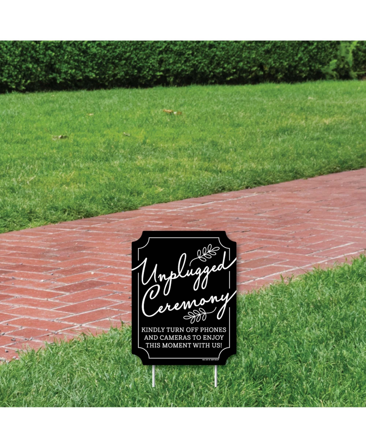 Black Unplugged Ceremony - Outdoor Lawn Sign - No Cell Phone Yard Sign - 1 Pc - Black