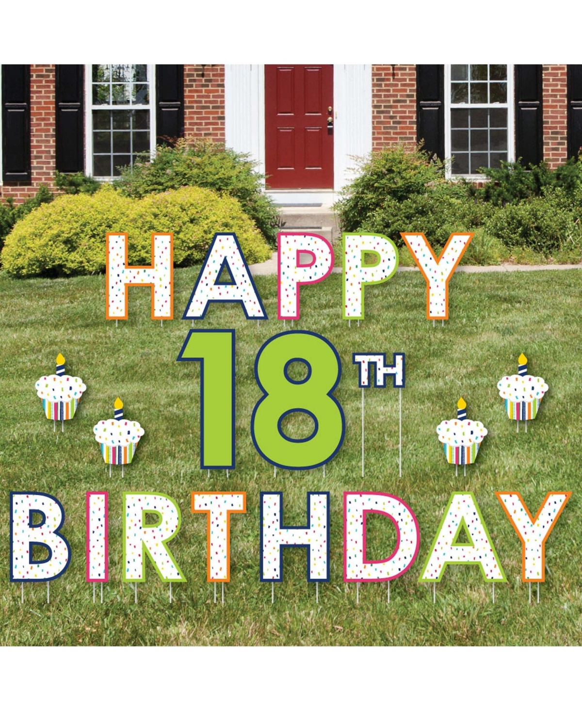 18th Birthday - Cheerful Happy Birthday Decor Yard Signs - Happy 18th Birthday