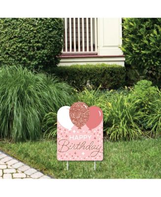 Big Dot of Happiness Pink Rose Gold Birthday - Outdoor Lawn Sign Happy ...