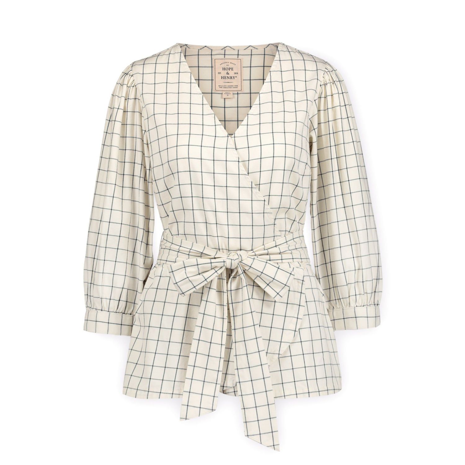 Women's Hope and Henry Puff Sleeve Wrap Top