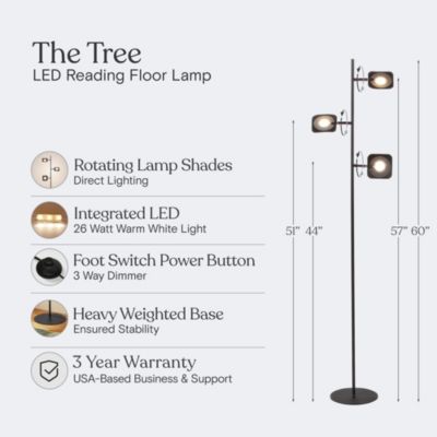 Tree 60" Modern LED Floor Lamp with Adjustable Heads