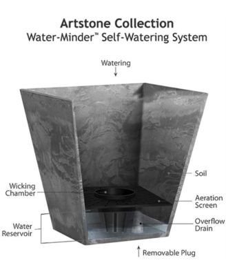 35138 Artstone Ella Tall Square Planter Black -13.5 Inch