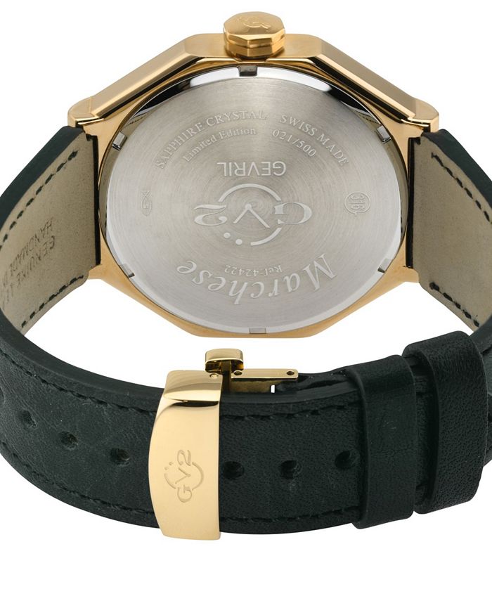 GV2 by Gevril Men's Marchese Swiss Quartz Green Genuine Italian Leather