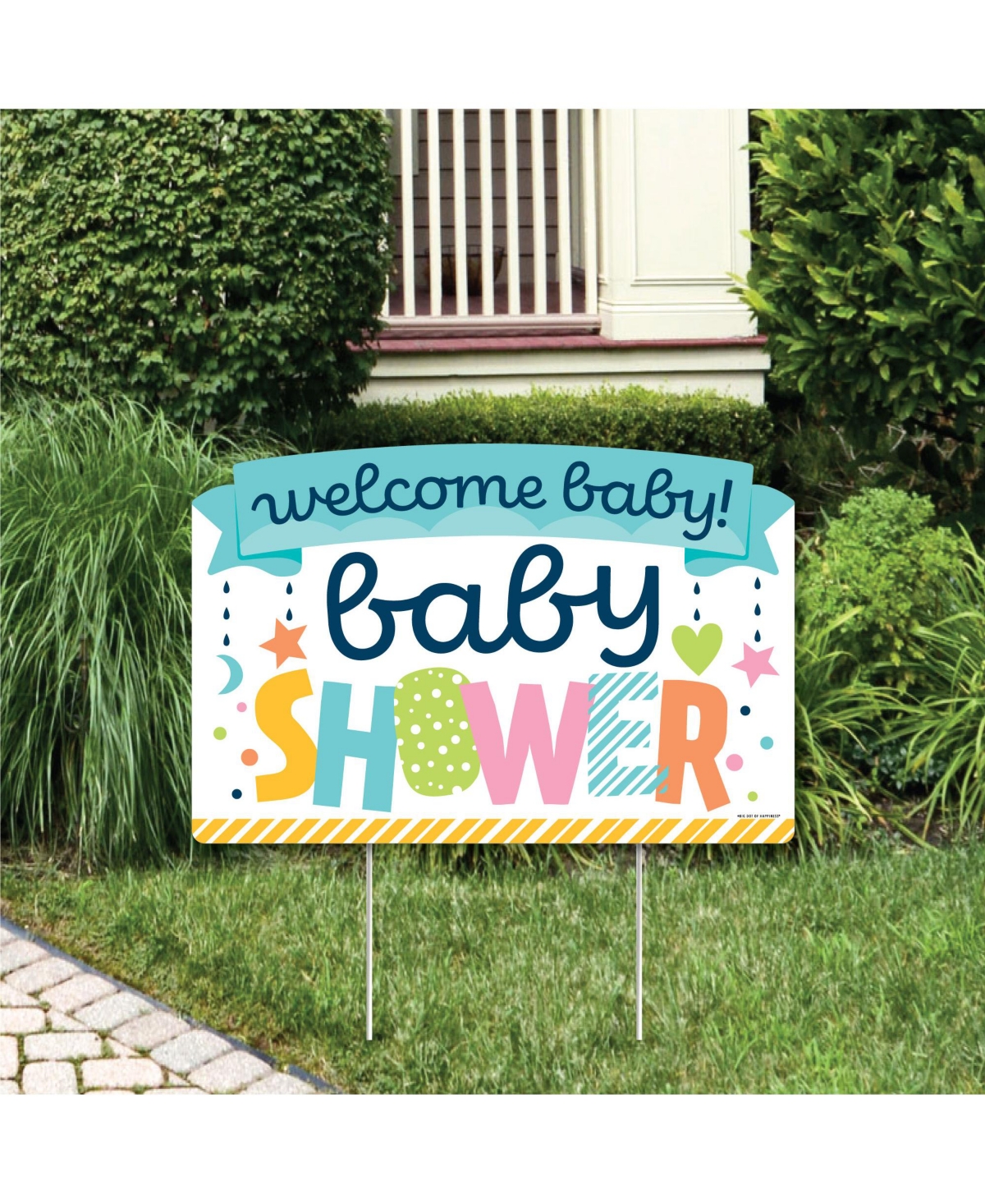 Colorful Baby Shower - Gender Neutral Yard Sign Lawn Decor - Party Yardy Sign