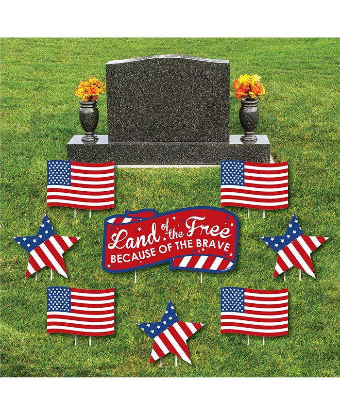 Big Dot of Happiness Patriotic Lawn Cemetery Grave Decor Memorial