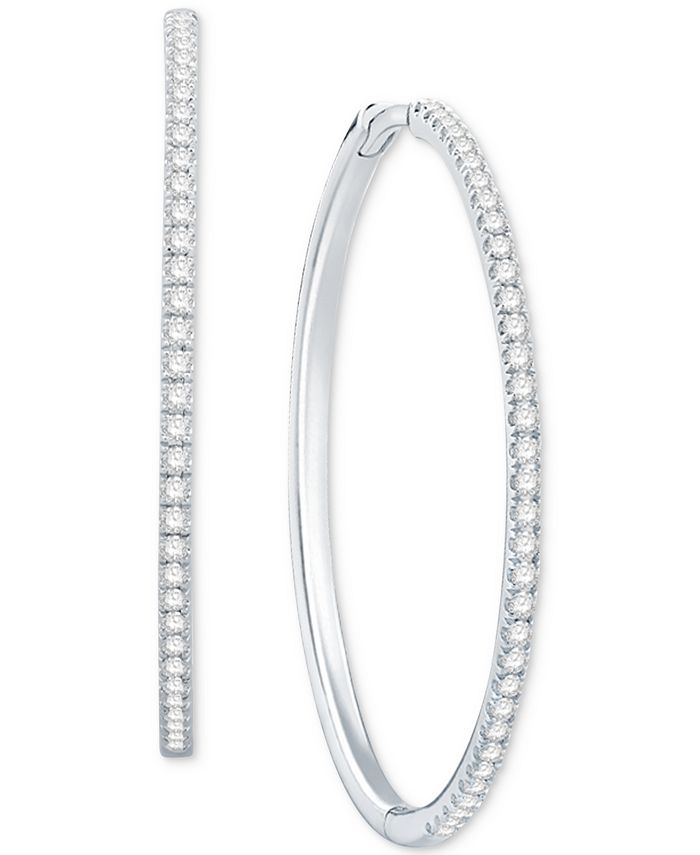 Macy's Diamond Hoop Earrings in Sterling Silver