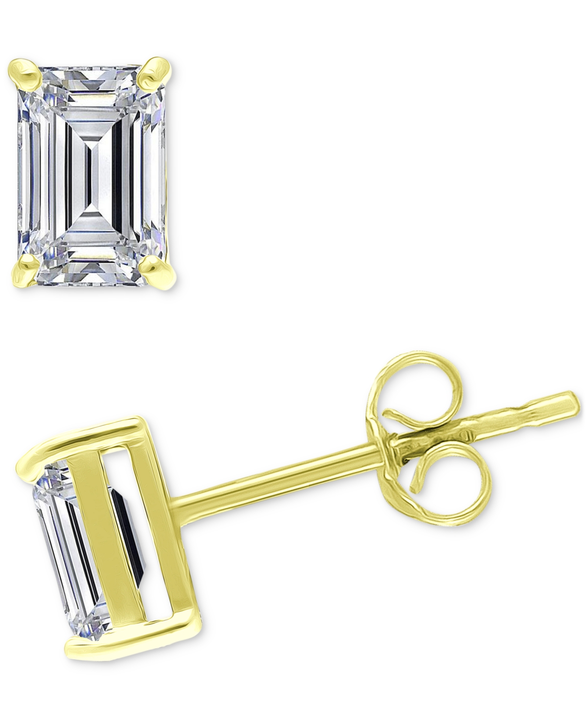Giani Bernini Cubic Zirconia Baguette Stud Earrings, Created For Macy's In Gold Over Silver