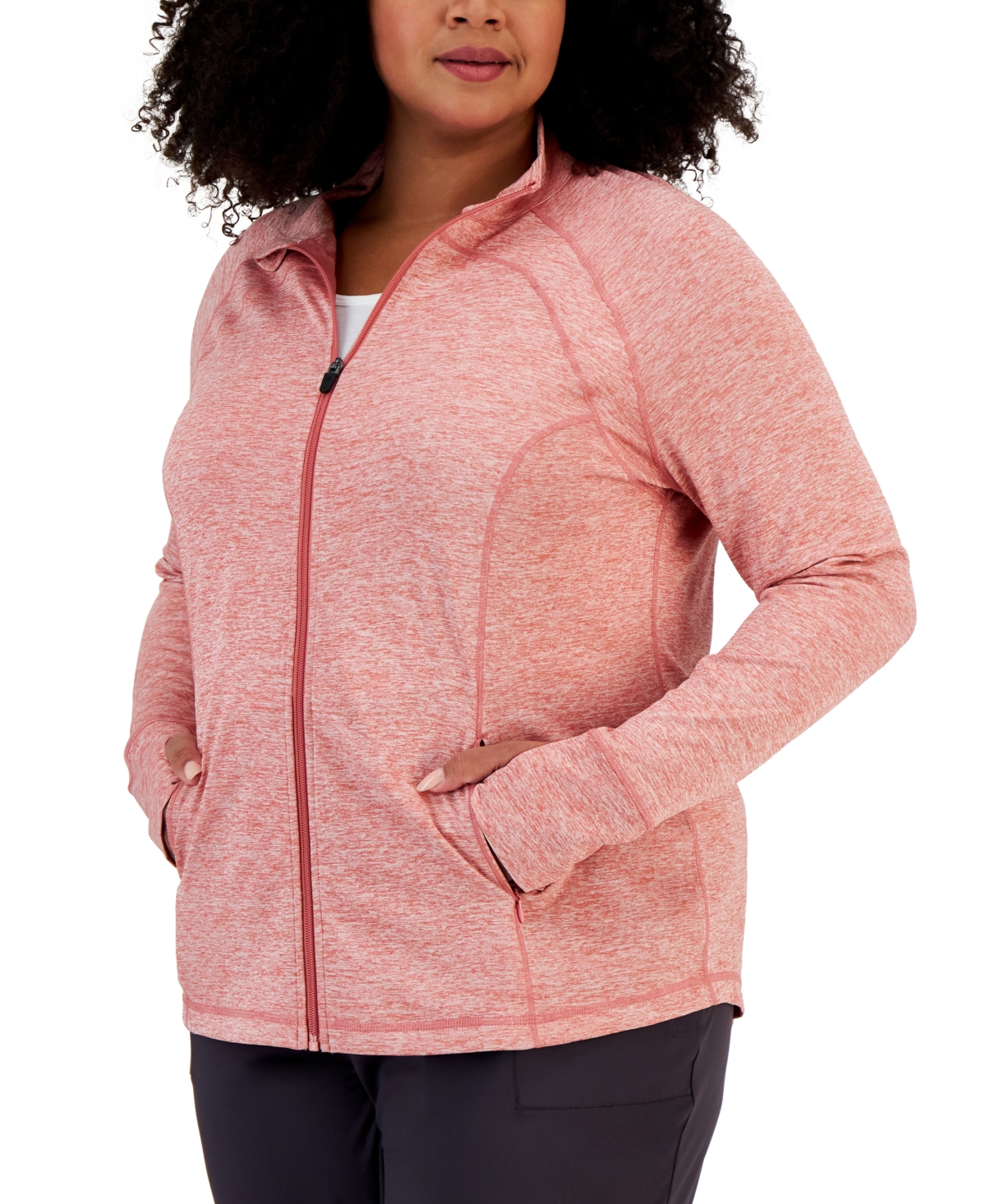 Id Ideology Women s Plus Essentials Performance Zip Jacket Created For Macy s In Lip Gloss ModeSens