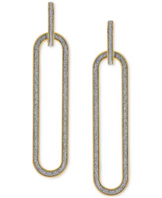Glitter Paperclip Doorknocker Drop Earrings in 10k Gold, Created for Macy's
