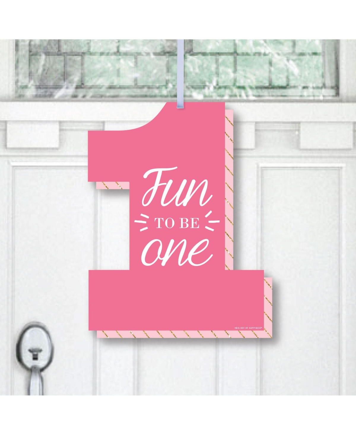 1st Birthday Girl - Fun to be One - Hanging Outdoor Front Door Decor - 1 Pc Sign