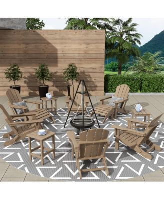 12 Piece Set Outdoor Folding Adirondack Chairs with Ottoman Side Table