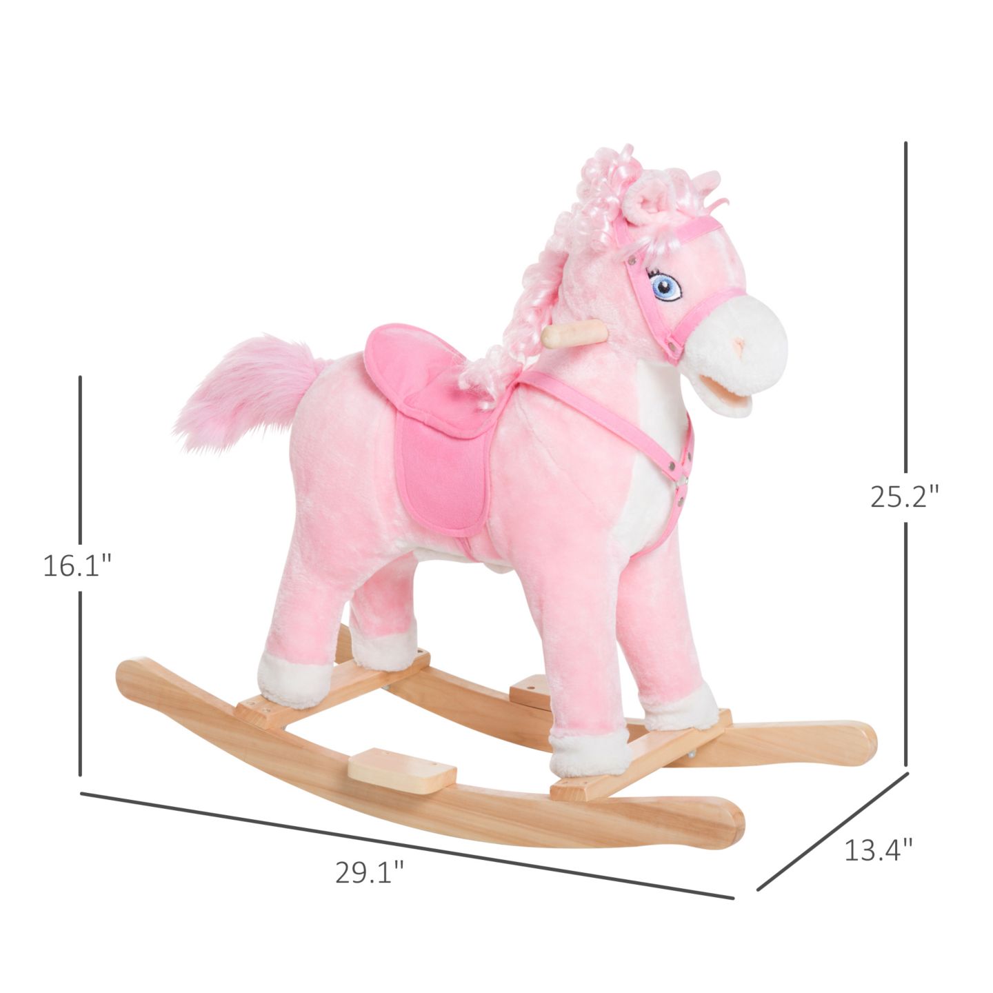 Детская мягкая игрушка Qaba Kids Ride on Rocking Horse Plush With Realistic Sounds, 88 lb. Capacity, Ages 3+ — фото 3