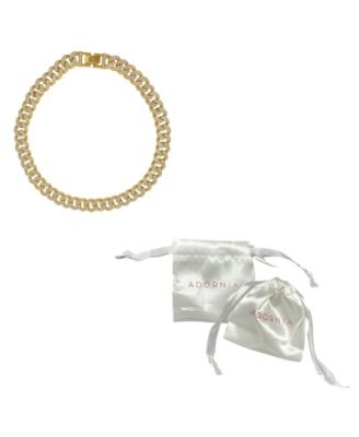 Women's Gold-Tone Plated Crystal Thick Cuban Curb Chain Necklace