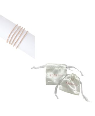 Women's 14K Gold-Tone Plated Crystal Stretch Bracelet Set, 2 pieces