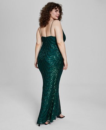 B Darlin Trendy Plus Size Sequined V-Neck Sleeveless Gown - Macy's