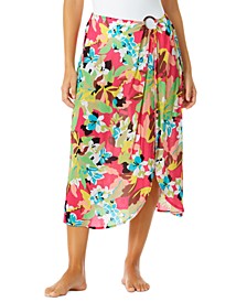 Women's Ring Floral-Print Long Cover-Up Sarong