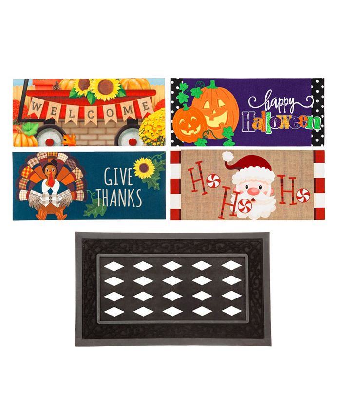 Evergreen Indoor Outdoor Doormat Bundle Set of 5 Frame and 4