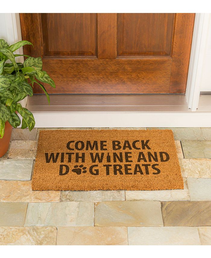 Evergreen Come back with Wine and Dog Treats Indoor Outdoor Doormat 1'4