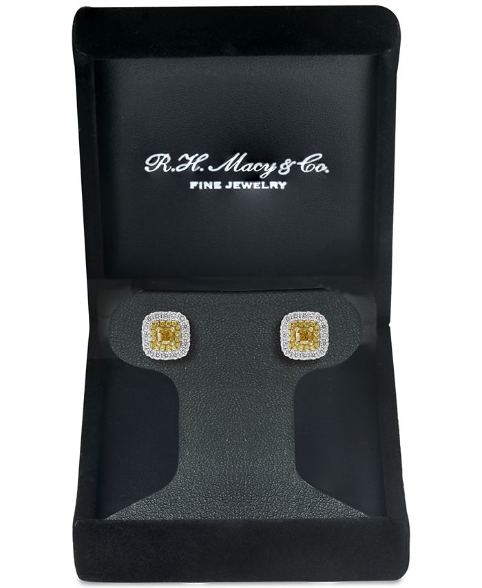 Effy Hematian Diamond Halo Stud Earrings (1-1/5 Ct. t.w.) in 18K Gold & White Gold - Yellow/White Gold