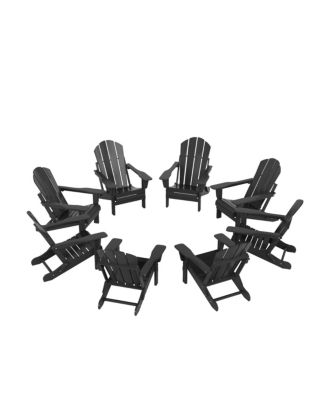 All-Weather Contoured Outdoor Poly Folding Adirondack Chair (Set of 8)