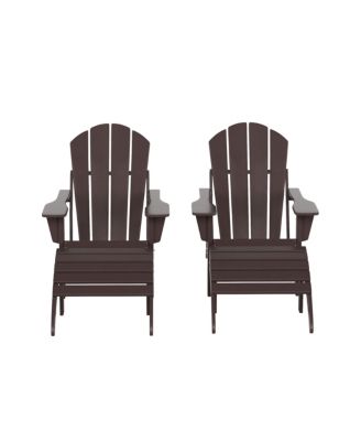 4 Piece Set Classic Folding Adirondack Chair With Footrest Ottoman
