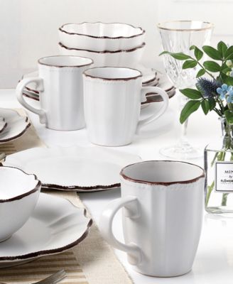 Scalloped Edge 16 Piece Service for 4 Dinnerware Set