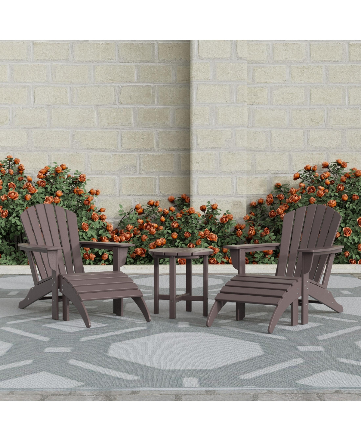 WestinTrends 5-piece Adirondack Chairs with Ottoman Side Table Set