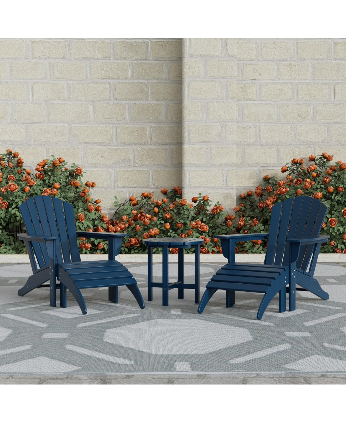 WestinTrends 5-piece Adirondack Chairs with Ottoman Side Table Set