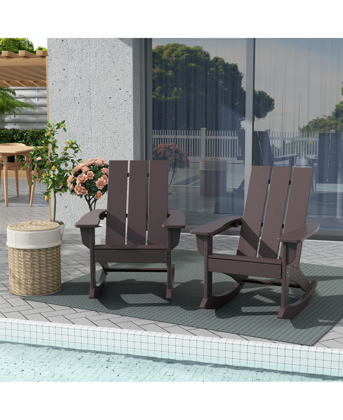 WestinTrends Modern Adirondack Outdoor Rocking Chair (Set of