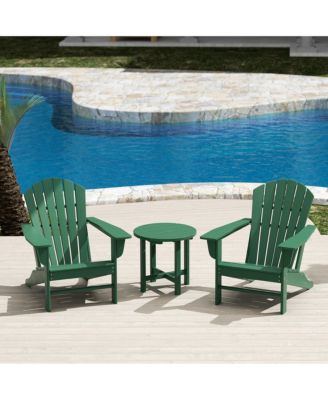 3-Piece Patio Adirondack Chairs with Round Side Table Set
