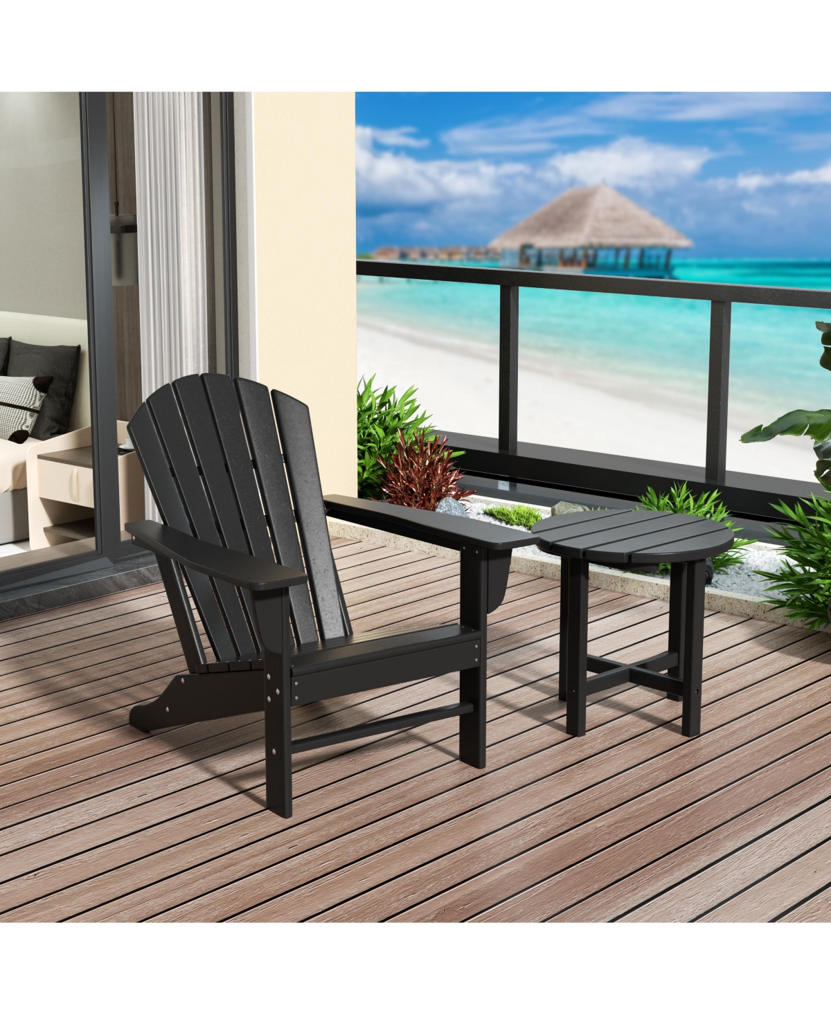 WestinTrends Outdoor Adirondack Chair with Round Side Table