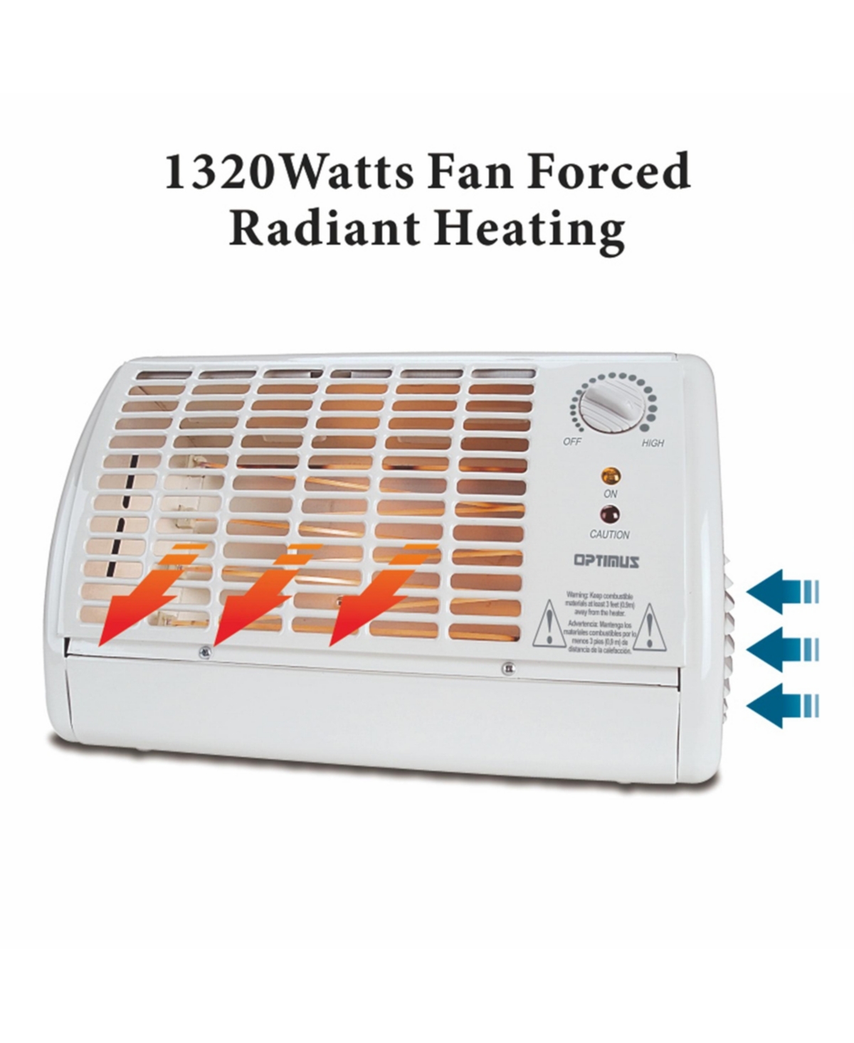 Optimus Portable Fan Forced Radiant Heater with Thermostat