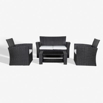 4-Piece Modern Patio Conversation Sofa Set with Cushions