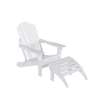Classic Folding Adirondack Chair with Footrest Ottoman Set