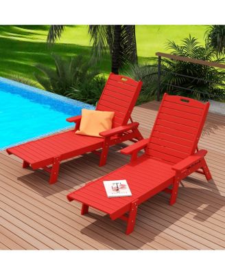 Adirondack Outdoor Chaise Lounge for Patio Garden Poolside (Set of 2)
